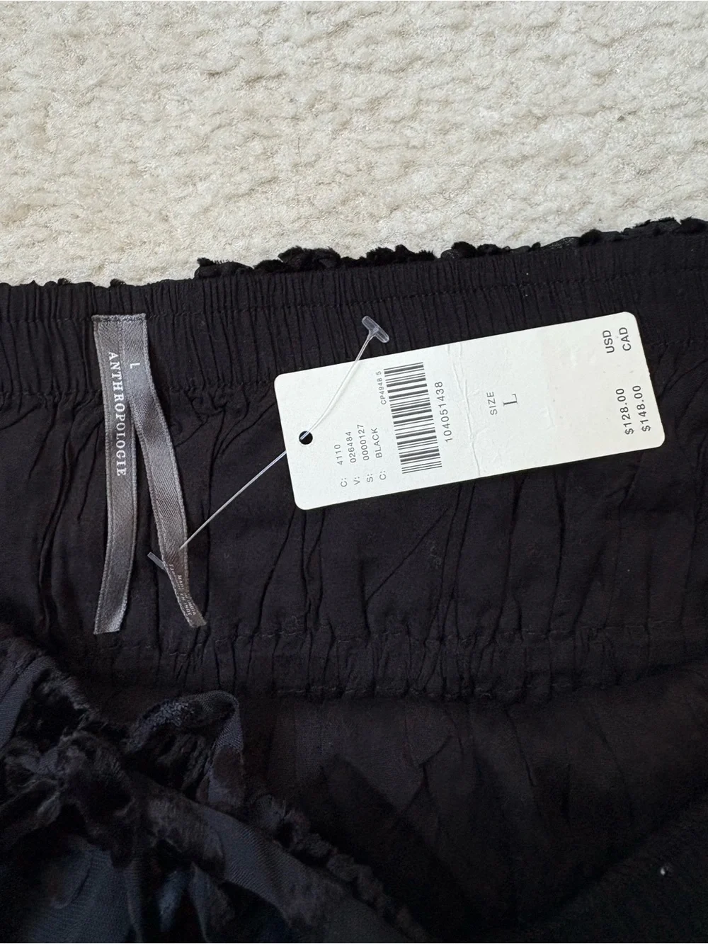 Anthropologie Somerset black strapless crushed velvet blouse sz L whimsigoth - Picture 6 of 8